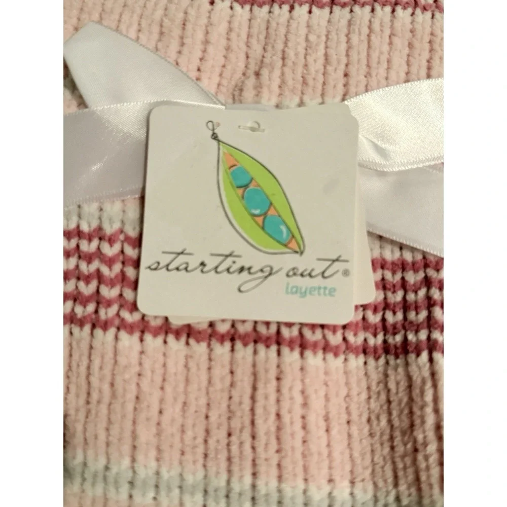 Starting Out Layette Baby Blanket Pink‎ Chenille Stripe Security Lovey NWT Cozy